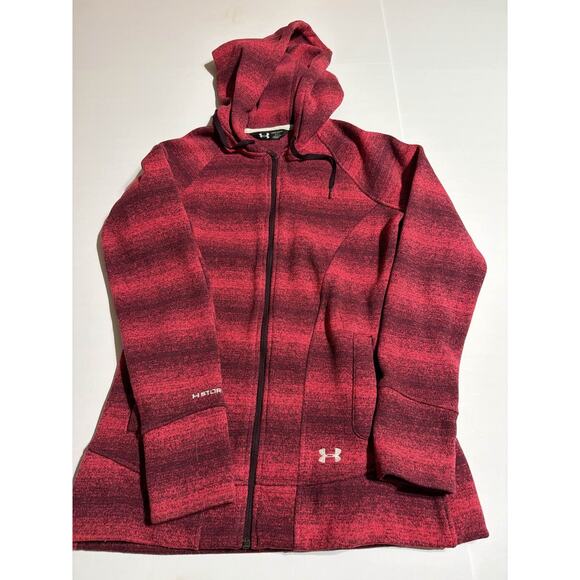 Under Armour Storm Fleece Full Zip Hoodie Jacket Womens L Pink Striped - Picture 2 of 7